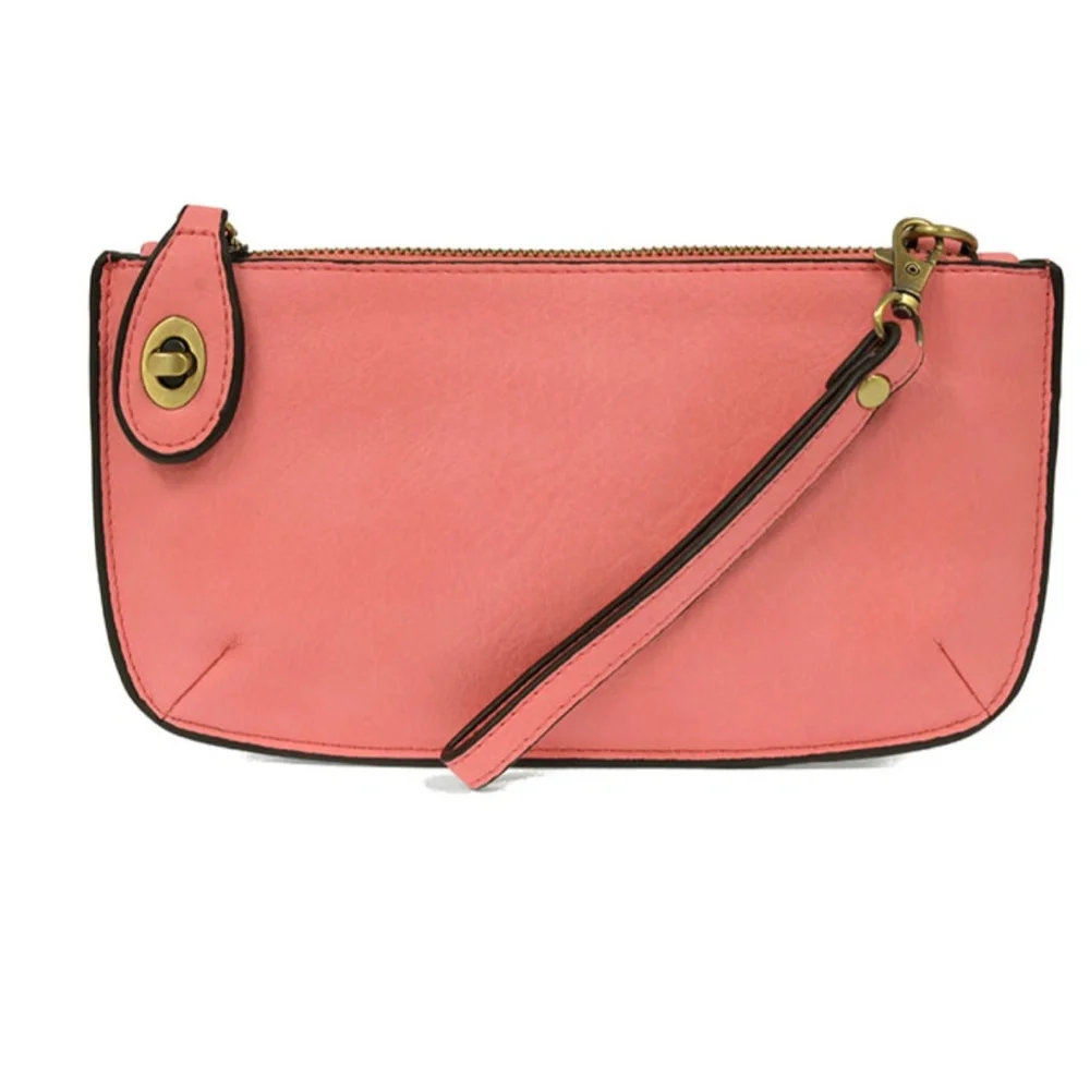 New! Joy Susan Vegan Leather Mini Crossbody Wristlet Clutch Pink Women's Bag